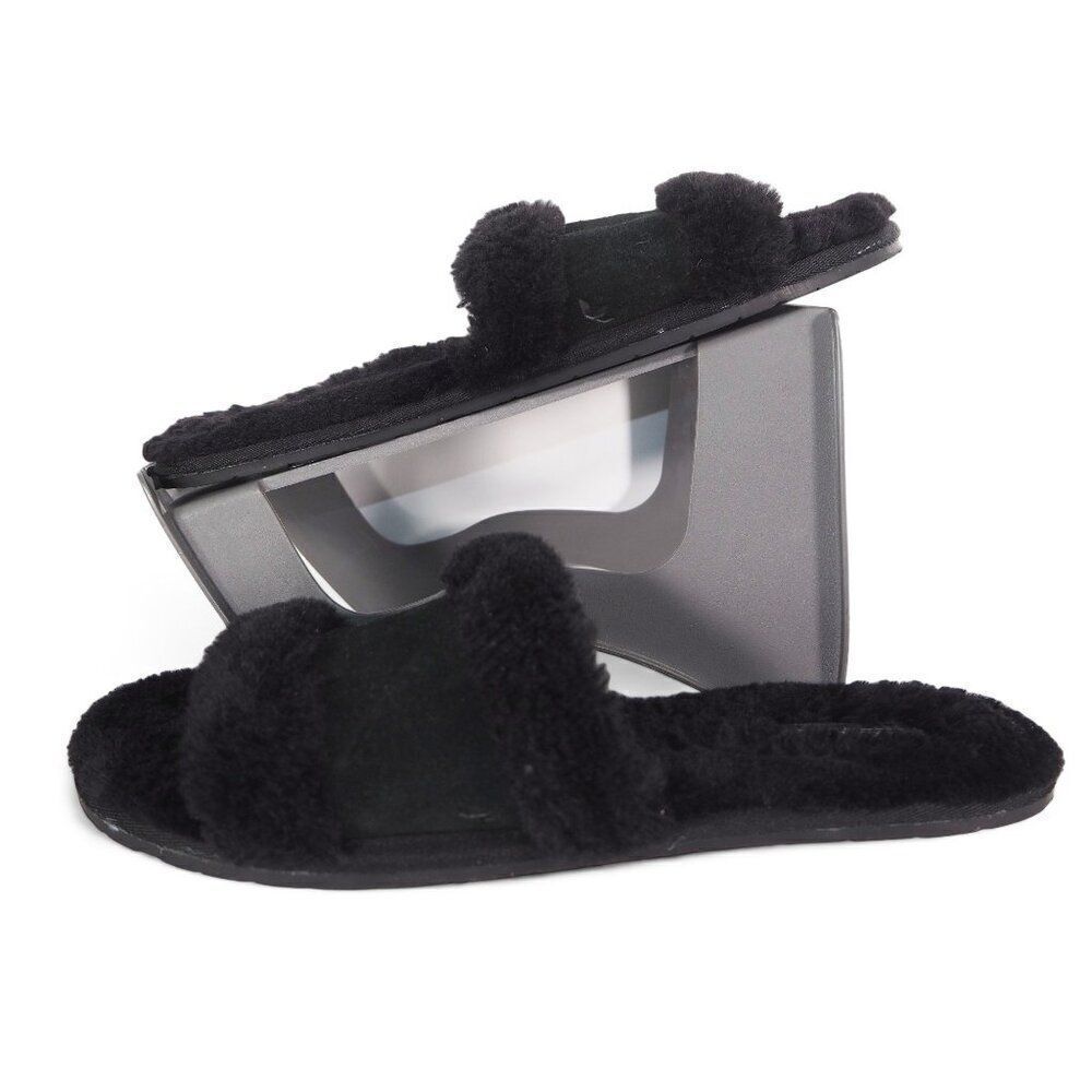 Koolaburra by UGG Fuzz‎ On Faux Fur Slide Sandals Black Women's 10
